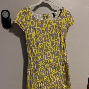 H & M Divided Grey and Yellow Alphabet Sheath Dress
